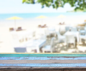 Table Top And Blur Restaurant Of Background