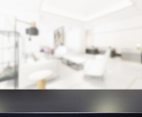 Table Top And Blur Living Room Of  Background