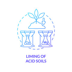 Liming of acid soils blue gradient concept icon. Calcium and magnesium. Source of agricultural productivity abstract idea thin line illustration. Isolated outline drawing. Myriad Pro-Bold font used