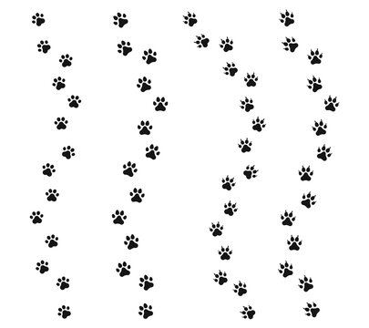 Cat and dog paw print icon set. Vector EPS 10