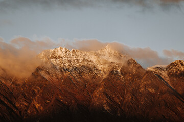 The Remarkables Mountain Range on a cold winters day taken in Queenstown New Zealand