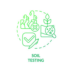 Soil testing green gradient concept icon. Soil fertility and condition. Increased crop yield abstract idea thin line illustration. Isolated outline drawing. Myriad Pro-Bold font used