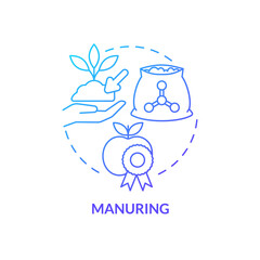 Manuring blue gradient concept icon. Organic fertilizers usage. Increasing farming productivity abstract idea thin line illustration. Isolated outline drawing. Myriad Pro-Bold font used