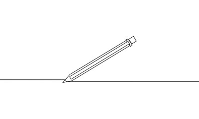 Continuous line drawing of pencil, vector illustration, object one line, single line art, back to school