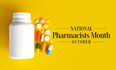 National Pharmacists month is observed every year in October, to recognize pharmacists contributions to health care and share the positive impact of their work on the front lines. 3D Rendering