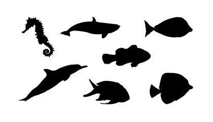 silhouettes of fish