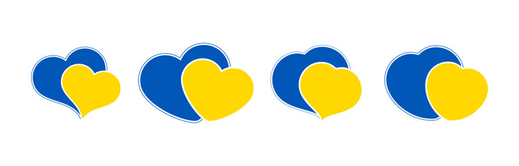 Set of hearts in Ukrainian colors