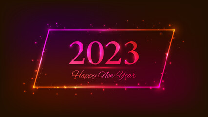 2023 Happy New Year neon background