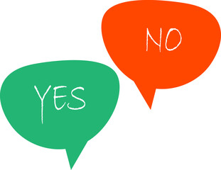 Yes No  text on the conversation form. Green and red color. Vector illustration of yes no in a speech bubble isolated on white background.