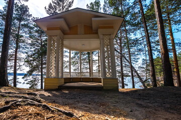  gazebo in the park on the lake