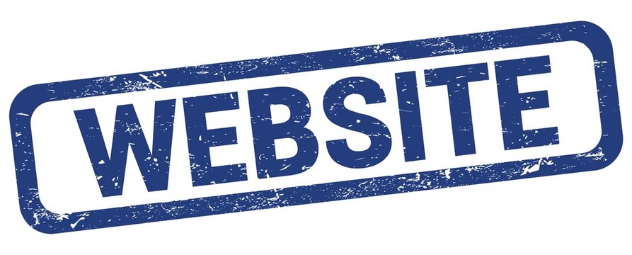 WEBSITE text written on blue rectangle stamp.
