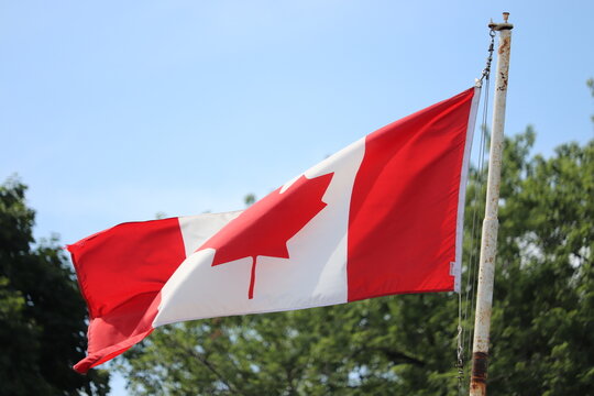 Canadian flag in the wind