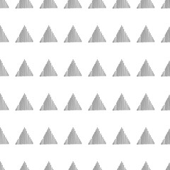 Fototapeta premium Vector. Hand drawn seamless monochrome pattern with striped, triangles, dashes, stripes. Mosaic. Repeating geometric texture, geometric shape. Dividers.
