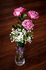 pink roses in a vase