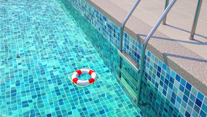 Lifesaver or lifebuoy in swimming pool. 