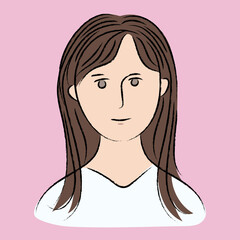 笑顔の女性、喜ぶ、安心、ベタ塗り