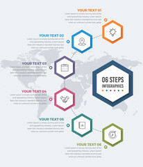 Infographics Template (06 Steps) with Hexagon