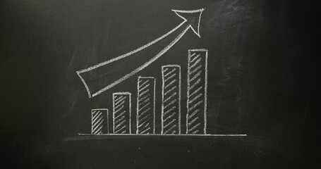 Draws a growing graph with chalk on a blackboard. 4K stop motion animation - Powered by Adobe
