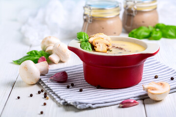 Chicken liver pate with mushrooms.