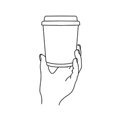 Hand holding Coffee Cup. Great template for advertising, menu, food visualization.