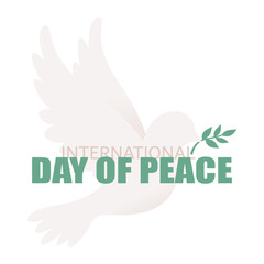 Dove with a branch. International Day of Peace vector card