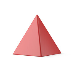 Classic red luxury polygonal pyramid geometric shape with clear glossy surface realistic vector