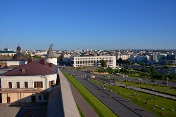 Fototapeta na wymiar View of the city of Kazan on a bright sunny day.