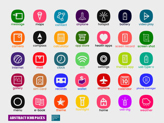 set of icons for web and applications. icon packs with multicolor cut out line styles