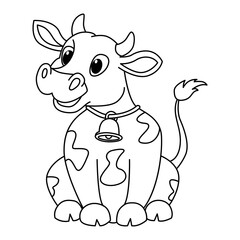 Cute cow cartoon coloring page illustration vector. For kids coloring book.