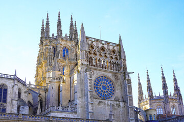 Our Lady of Burgos, Burgos cathedral at evening, Spain 