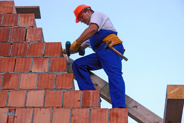 Roof construction worker at work