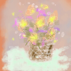 柔らかな雰囲気の花かご