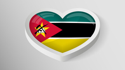EPS10 Vector Patriotic heart with flag of Mozambique.