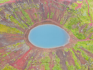 Obraz na płótnie Canvas Drone view at Kerio crater in the island of Iceland