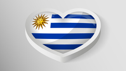 EPS10 Vector Patriotic heart with flag of Uruguay.