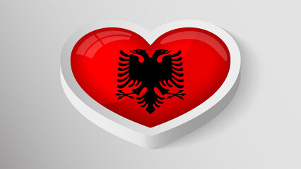 EPS10 Vector Patriotic heart with flag of Albania.