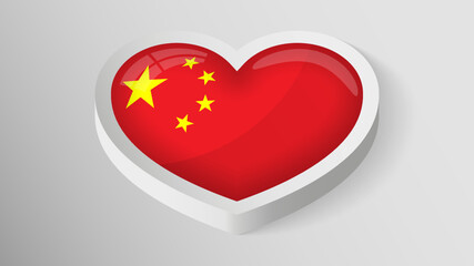 EPS10 Vector Patriotic heart with flag of China.