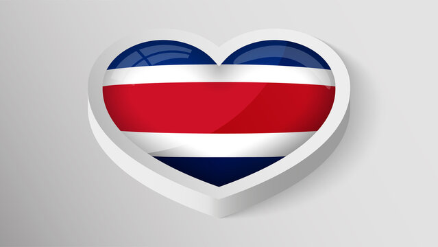 EPS10 Vector Patriotic heart with flag of Costarica.