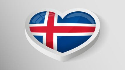 Fototapeta premium EPS10 Vector Patriotic heart with flag of Iceland.