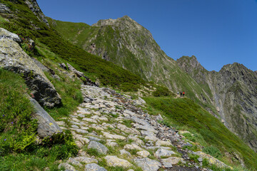 Naklejka na ściany i meble route to the port of Vénasque, Luchon, Pyrenean mountain range, France