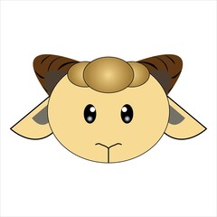 Goat head cartoon icon illustration template web