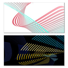 Wavy lines or ribbons. Multicolored striped gradient. Creative unusual background with abstract gradient wave lines for creating trendy banner, poster. Vector eps