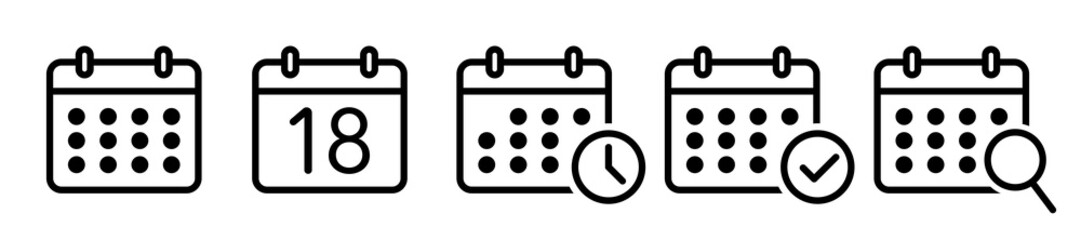 Set of calendar symbol in line style