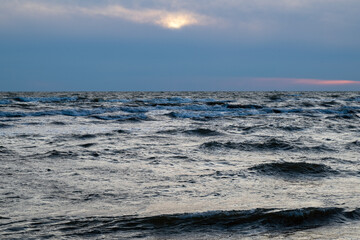 Naklejka na ściany i meble Windy day by Baltic sea, Liepaja, Latvia.