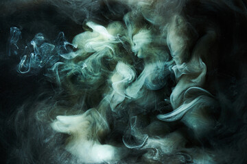 Liquid fluid art abstract background. Dark multicolored smoke dancing acrylic paints underwater,...