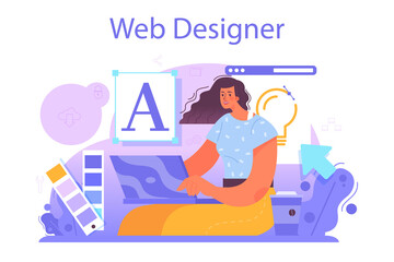 Web designer concept. Interface and content design and development.