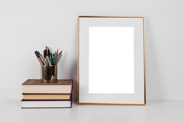 Mock up poster. Minimal template with empty picture frame mock up.