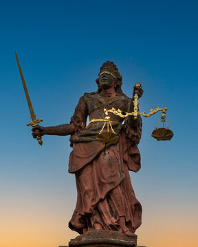 Statue of blind-folded Lady Justice