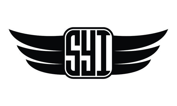 SYI three Letter wing minimalist creative concept icon eagle symbol professional logo design, Vector template