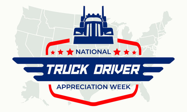 National Truck Driver Appreciation Week. Celebrate in September in the United States. Design for poster, greeting card, banner, and background. Vector EPS 10.